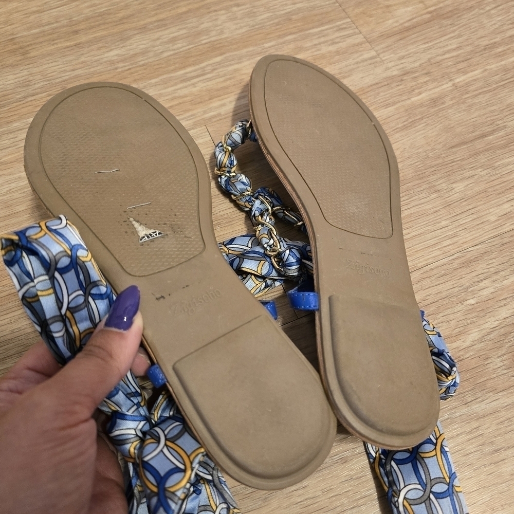 🌈 Chain Print Zigi Soho Ankle Wrap Sandals Flats Size 7.5 - Picture 11 of 11